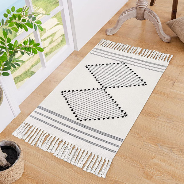 Union Rustic White Boho Rug 2'X3', Vintage Area Rugs, Small Boho